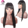 Long Black Straight Human Hair Wigs With Bangs 100 Remy Human Hair Wigs For Women 