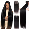 Straight 30 32inch Lace Frontal with Human Hair Bundles Wholesale