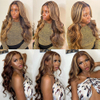 Body Wave Human Hair Wigs with Blonde Highlighted Human Hair Lace Front Wig