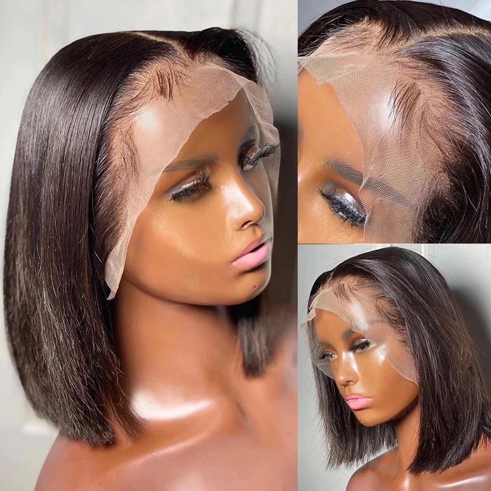 Short Bob Wig Human Hair 13x4 Lace Front Wigs Human Hair 150% Density Brazilian Virgin Straight Bob For Black Women