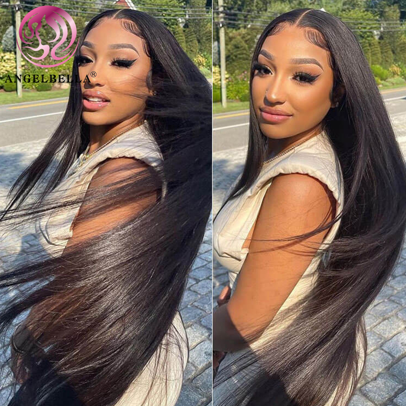 Angelbella Queen Doner Virgin Hair 13x6 28 30 Inch Straight HD Lace Frontal Wigs Peruvian Human Hair Wigs for Women Remy Hair