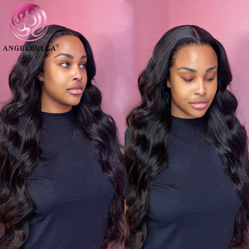 Angelbella Queen Doner Virgin Hair 13X4 Black Body Wave Best Human Hair HD Lace Front Wigs