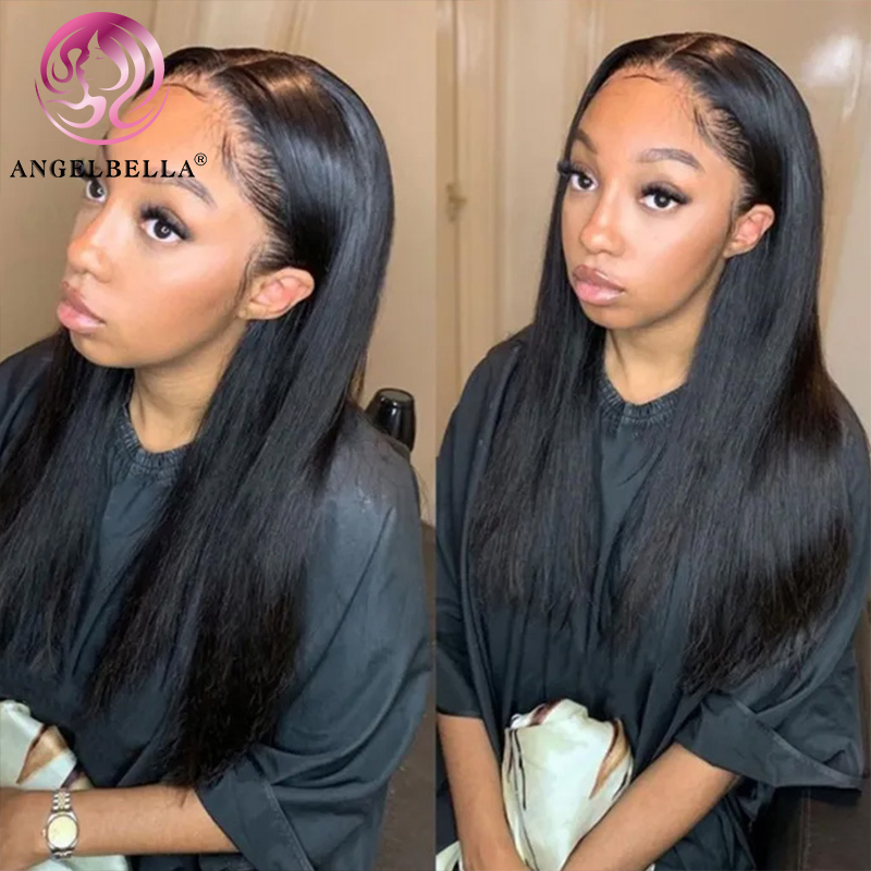 AngelBella Glory Virgin Hair 1B# 13X4 HD Lace Front Wig Brazilian Human Hair Wig