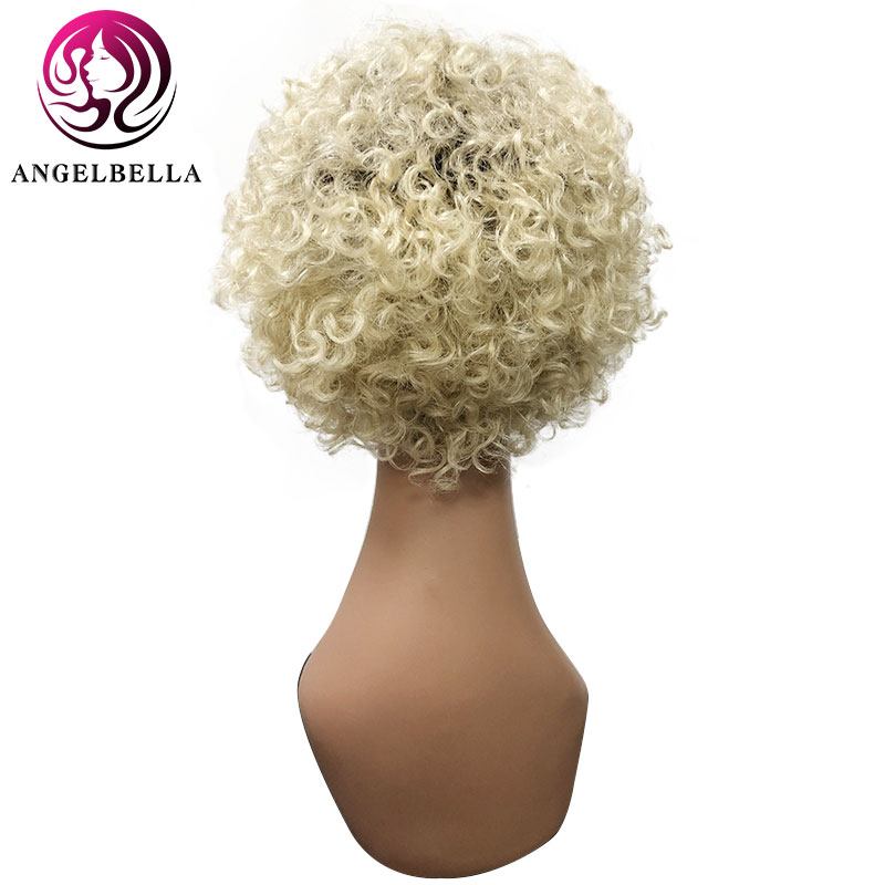Honey Blonde Afro Wig Real Human Hair Short Brazilian Virgin Hair Afro Curly Wigs 