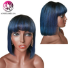Human Hair Bob Wigs Colored 150 Density Wholesale Remy Hair Lace Front Wigs