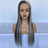 Grey Highlights Straight Mixed Color Honey Blonde Lace Front Wig Human Hair