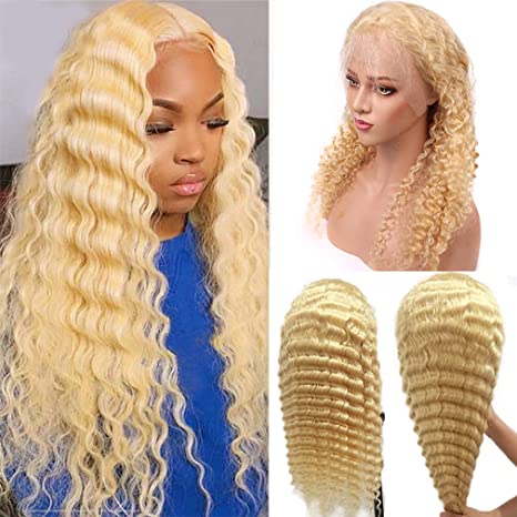 24 Inch Deep Curly 613 Blonde Lace Front Wig 13x1x4 T Part Lace Wigs