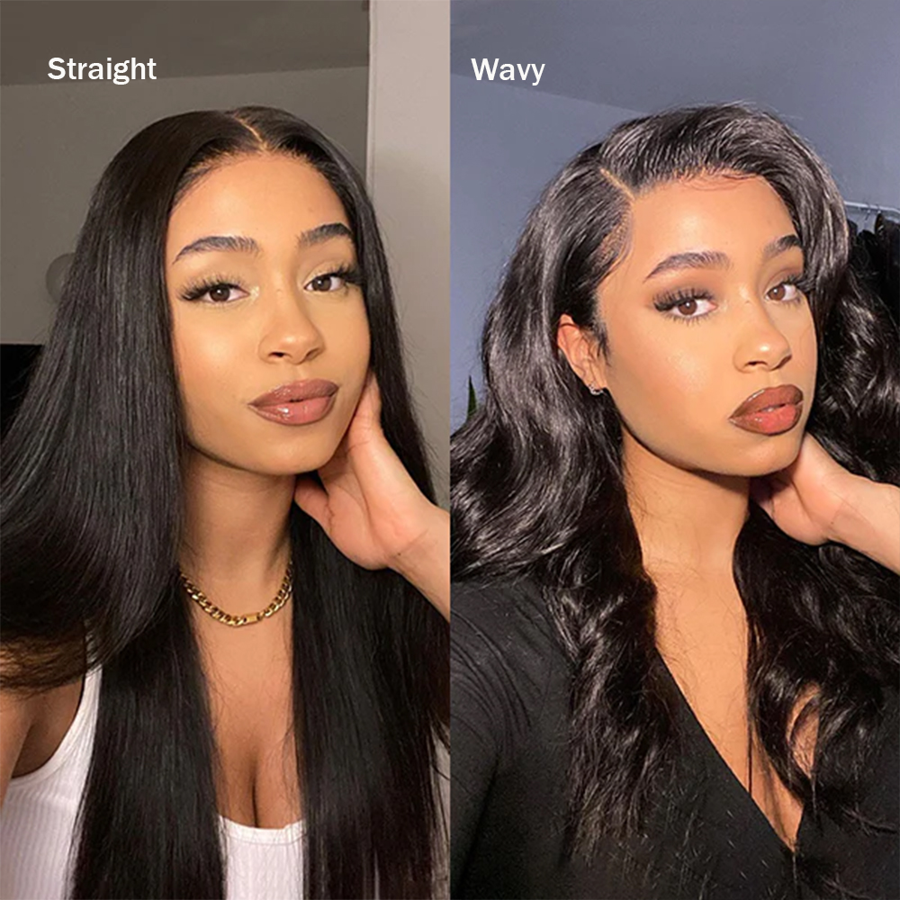 180% Density Natural Human Hair Straight 13x6 Glueless Lace Frontal Wig
