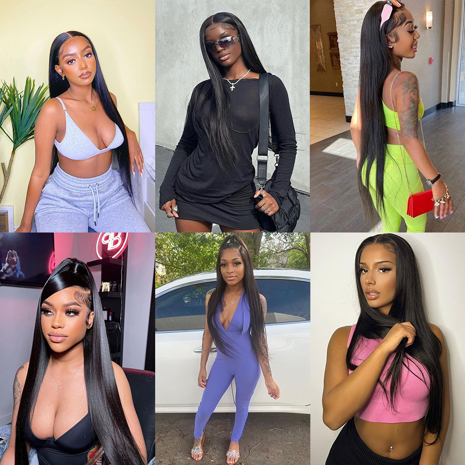 Pre Plucked 4x4 Lace Closure Wig Transparent Lace Front Human Hair Wigs 32 40 Inch Long Brazilian Straight Lace Frontal Wig