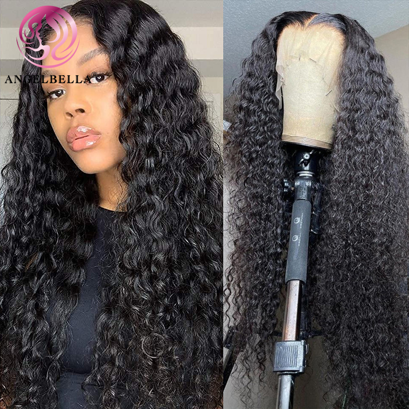 AngelBella DD Diamond Hair 13x4 Transparent Lace Wig Glueless Frontal Deep Wave Human Hair Wig