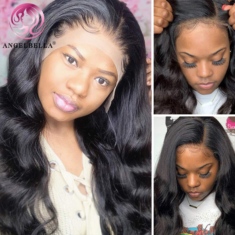 AngelBella DD Diamond Hair 13x4 Transparent Lace Front Wigs Body Wave Lace Frontal Wig Pre Plucked