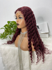 99J HD Lace Front Wigs Human Hair Pre Plucked 180 Density Burgundy Deep Wave Frontal Wig T Part Natural Hairline Human Hair Wigs