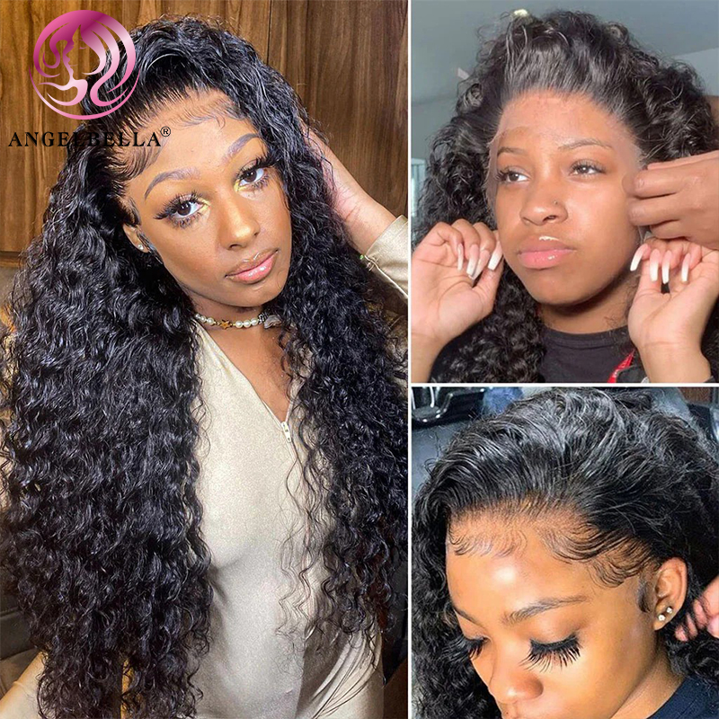 AngelBella DD Diamond Hair Deep Wave Real Hair HD 13x4 Lace Frontal Ear To Ear Lace Front Wigs