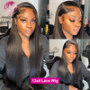 AngelBella Glory Virgin Hair 13x4 Straight 1B Human Hair Hd Lace Front Wig with Baby Hair Pre Plucked