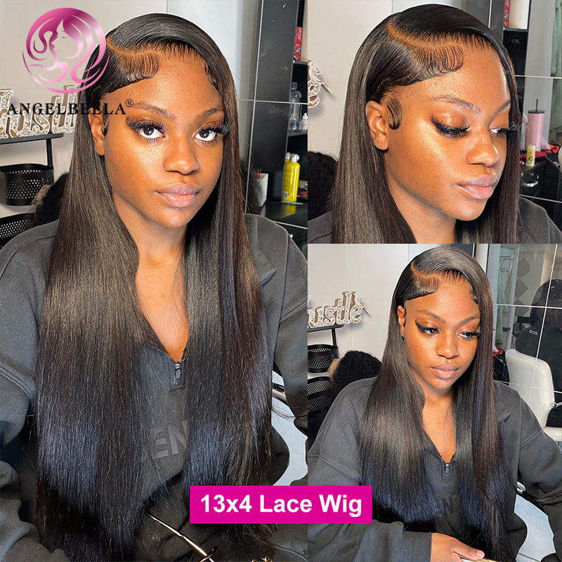 AngelBella Glory Virgin Hair Black 13X4 Customize HD Lace Frontal Real Human Hair Wig