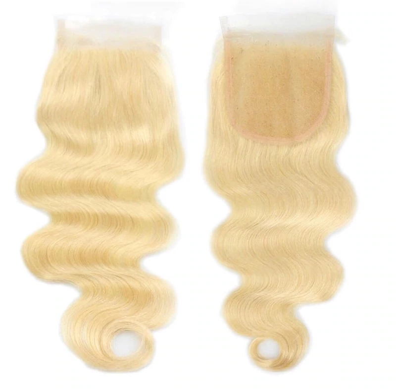Angelbella Hair Blonde Color #613 Body Wave Virgin Human Hair Knots Bleached Free Part 4x4 Lace Closure