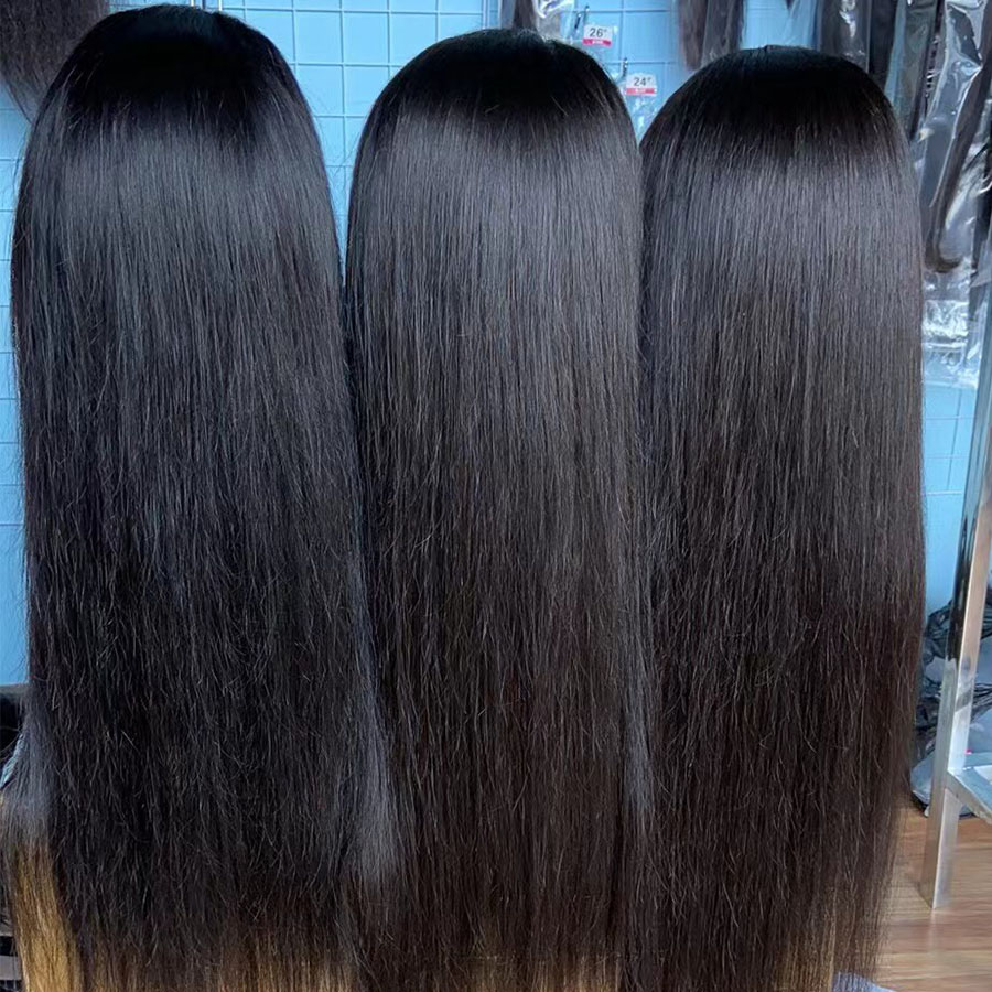 Glueless 150% Density Brazilian Virgin Human Hair Wigs Pre Plucked with Baby Hair Natural Black 