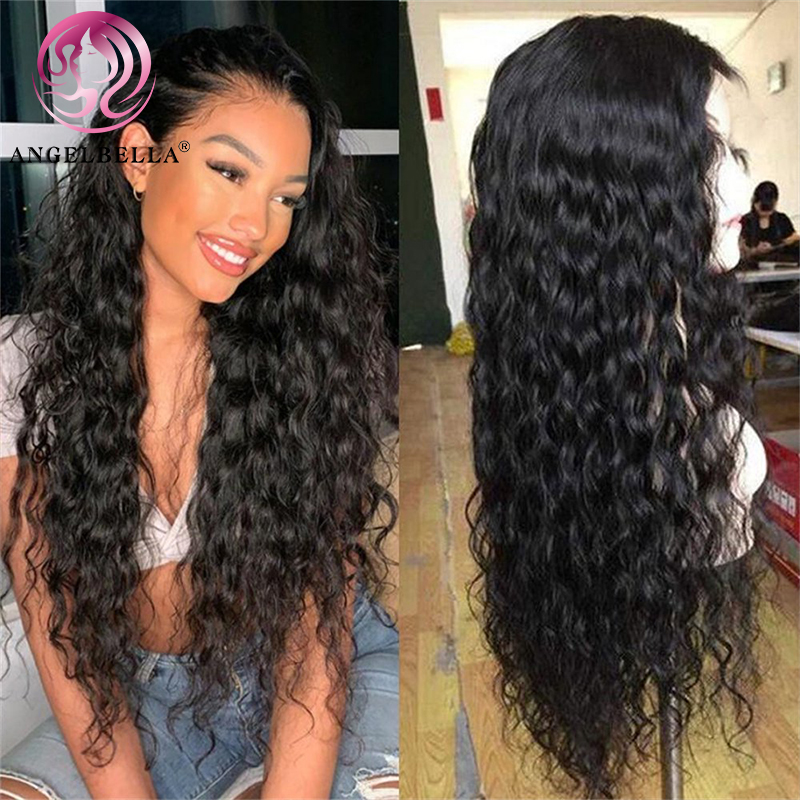AngelBella DD Diamond Hair Transparent Lace Water Wave Wig Virgin Hair 13x4 Glueless Frontal Lace Wig