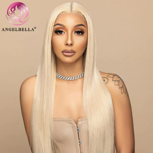 Angelbella Queen Doner Virgin Hair 30/32 Inch Pre Plucked 613# 13x4 Straight Blonde Lace Frontal Human Hair Wig For Women 