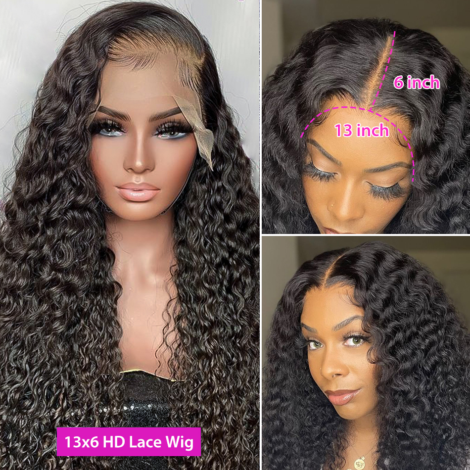 13x6 Deep Wave Lace Frontal Human Hair Lace Front Wigs for Women