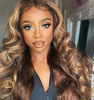 Pre Plucked Natural Hairline Highlight Body Wave Long Glueless Lace Front Wigs For Black Women