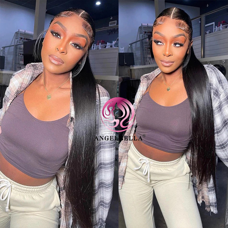 AngelBella DD Diamond Hair Natural Human Hair Straight 13x4 HD Glueless Lace Frontal Wig