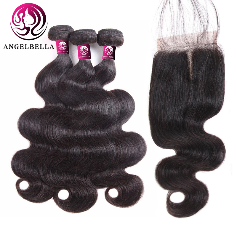 Brazilian Hair 3 Bundles with Closure Body Wave Remy Human Hair Extensions Bundles with Closure 