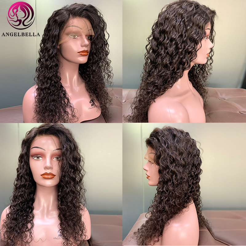 13*5 Wet And Wavy Lace Front Human Hair Wig with Baby Hair Natural Black Color 150%density Lace Front Wigs 