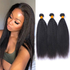 Yaki Kinky Straight Human Hair Bundles 100% Unprocessed Virgin Human Hair Weave Extensions Natural Color