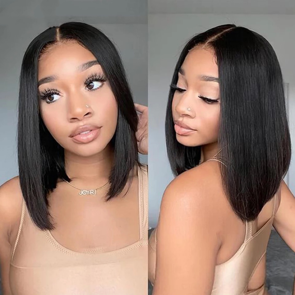 Virgin Brazilian Straight T Part Bob Wig 4x4x1