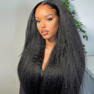 Glueless 13x4 Lace Frontal Wigs Kinky Straight Human Hair Wig For Women