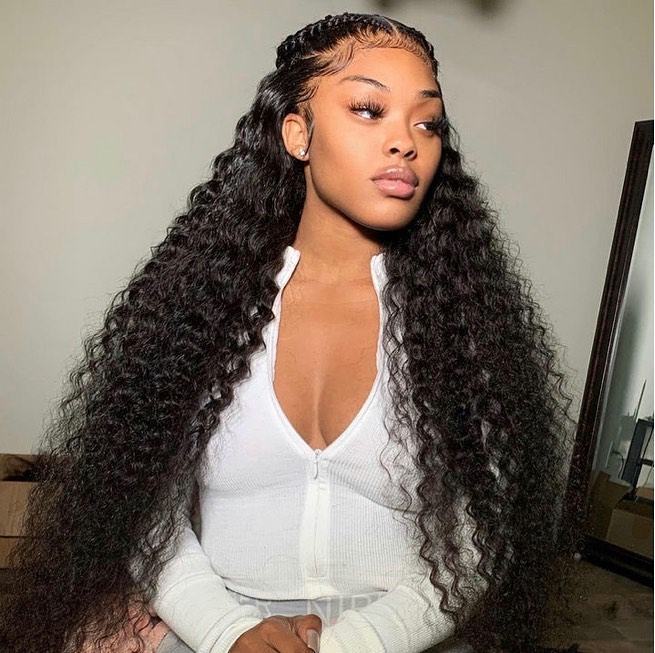 Angelbella Queen Doner Virgin Hair Brazilian 1B# 13X4 Deep Wave HD Lace Front Human Hair Wigs With Baby Hair 