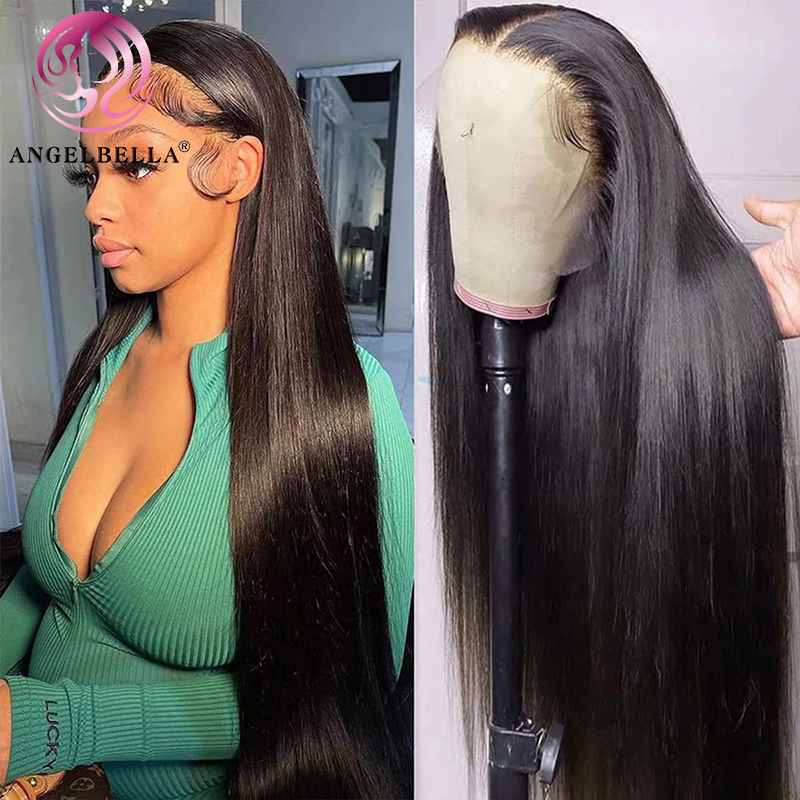 AngelBella Glory Virgin Hair 1B# 13x4 Straight Brazilian Lace Front Human Hair Wigs
