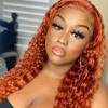 Ginger Orange Color Deep Curly Lace Frontal Wig 13x4 HD Transparent Lace Wigs