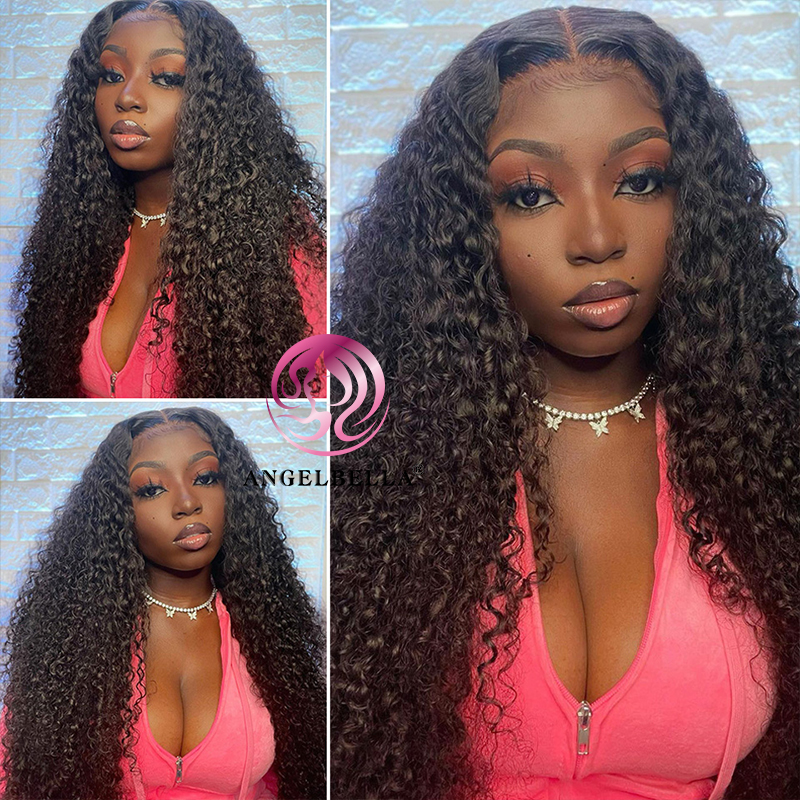  AngelBella DD Diamond Hair Brazilian Virgin Human Hair Jerry Curly HD Lace Front Wigs For Black Women