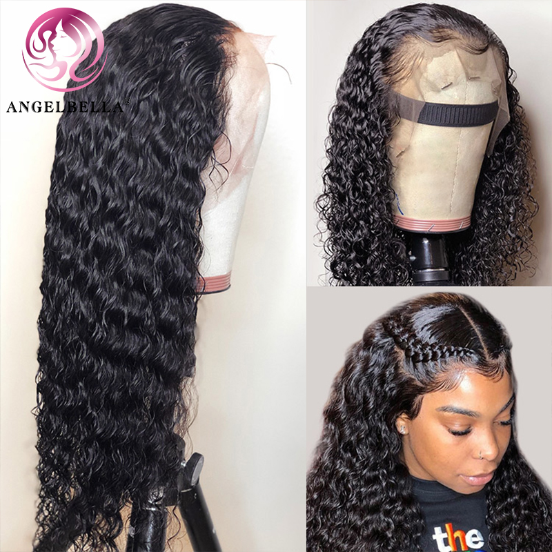 AngelBella DD Diamond Hair Glueless HD Deep Wave 13x4 Lace Front Human Hair Wigs For Black Women Pre Pluck