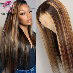 AngelBella DD Diamond Hair 13X4 Transparent Lace Frontal Wig 4/27# Highlight Best Glueless Human Hair Wigs