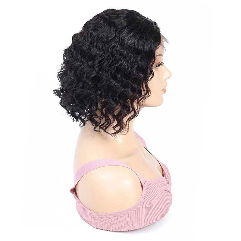 Short Bob Lace Front Human Hair Wig Pre Plucked 13x4 Lace Front Wigs Glueless Deep Wave Wig