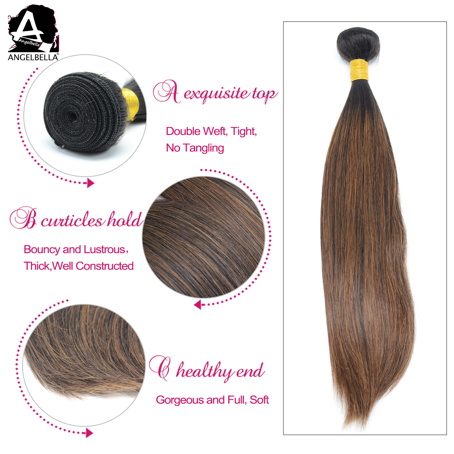 Full Bundles Remy Hair Super Double Drawn Ombre Highlight Color Best Human Hair Weft