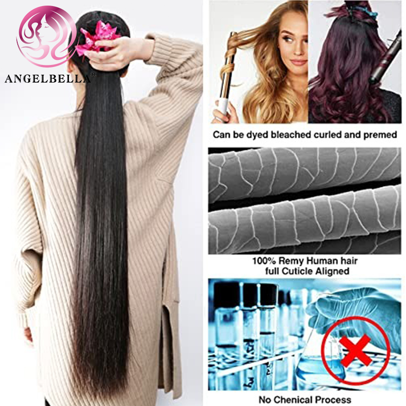  Angelbella Queen Doner Virgin Hair Brazilian 1B# Straight Wholesale Raw Human Hair Bundles 