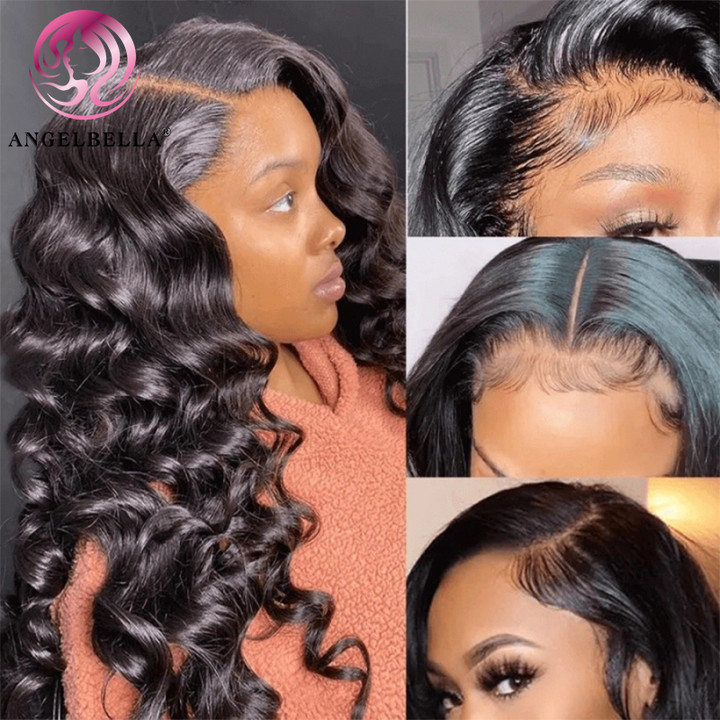 Angelbella Queen Doner Virgin Hair 13×4 HD Lace Front Wigs Deep Wave Virgin Human Hair Wigs for Black Women