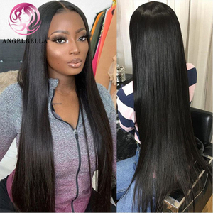 AngelBella DD Diamond Hair Transparent Lace Front Human Hair Wigs Long Brazilian Straight Lace Frontal Wig