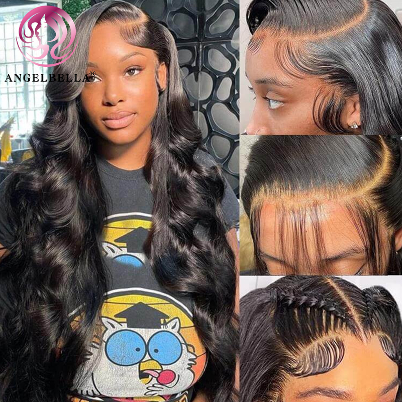 AngelBella Glory Virgin Hair Beauty Supply 13X4 1B# Body Wave Human Hair HD Lace Front Wigs