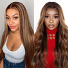 Angelbella Honey Blonde Highlight Ombre Bundles with 2x6 Lace Closure Free Part