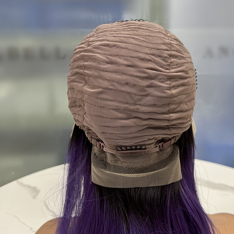Purple Ombre Wig Colorful Wigs for Girls Shoulder Length Synthetic Raven Cosplay Party Wigs for Women