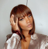 Short Bob Human Hair Wig With Bangs for Women Straight Remy Hair Wigs Dark Brown