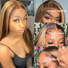 Highlight Ombre Lace Front Wig Human Hair Pre Plucked 13x4 HD Transparent 4/27 Honey Blonde Lace Frontal Wigs with Baby Hair