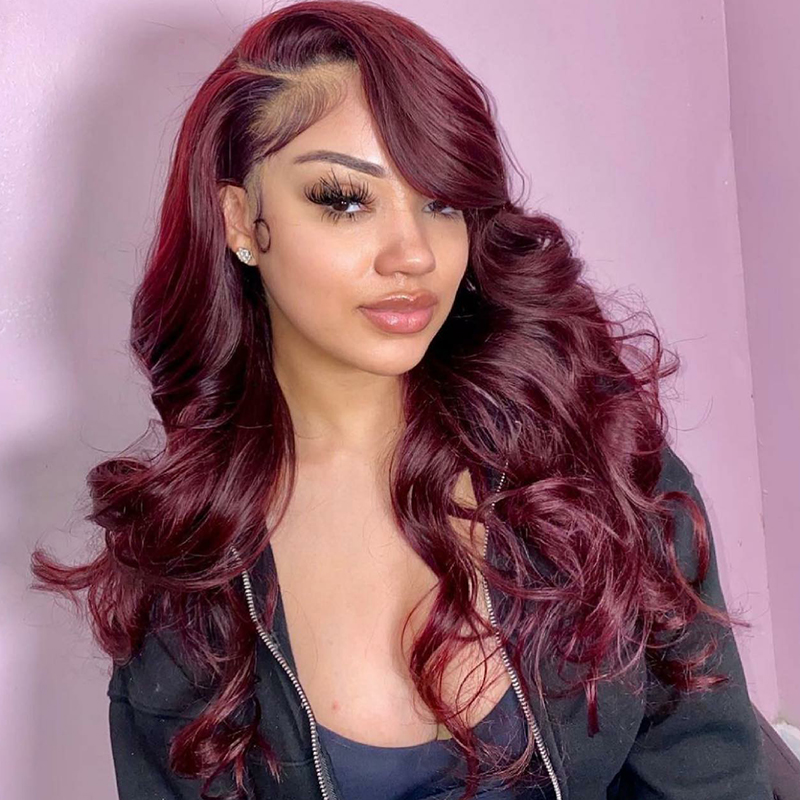 Burgundy 99J Body Wave Red Lace Front Wig for Sale
