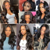 13x6 HD Transparent Lace Front Wigs Brazilian Body Wave Human Hair Wigs For Black Women 150% Density Pre Plucked with Baby Hair